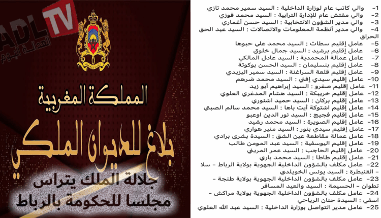 جلالة الملك يترأس مجلسا وزاريا بالرباط ويعين مجموعة من المسؤولين الترابيين