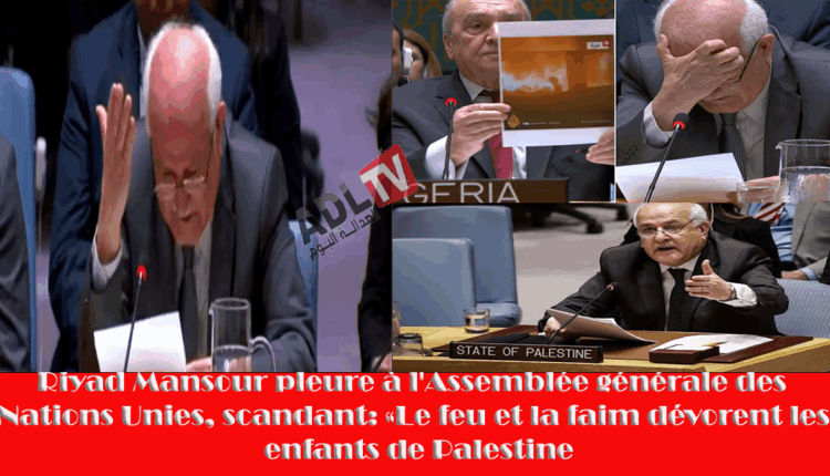 #رياض منصور يبكي في الأمم المتحدة ويصرخ "النار والجوع يلتهمان أطفال فلسطين"