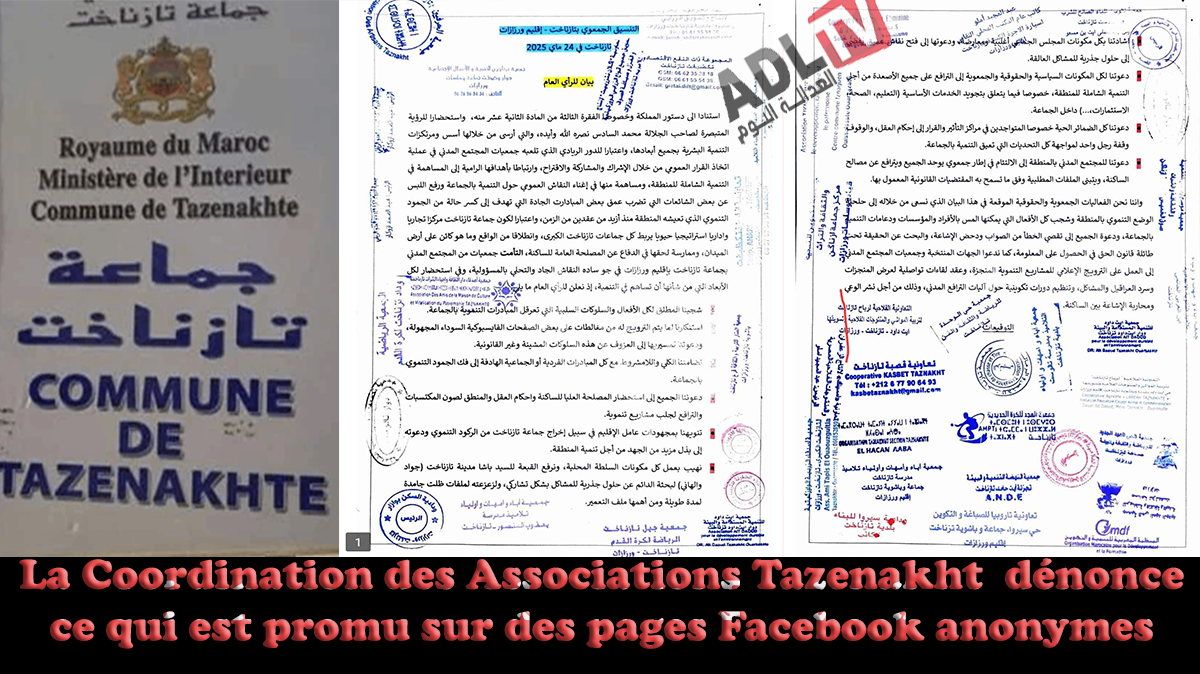#التنسيق الجمعوي ب"تازناخت" يستنكر ما يتم الترويج له عبر صفحات فيسبوكية مجهولة