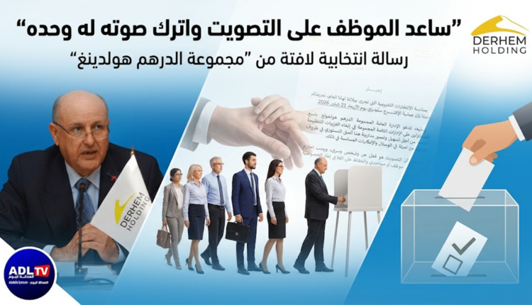 وضع صورة تركيبية تعبيرة مع عبارة: "ساعد الموظف على التصويت واترك صوته له وحده": رسالة انتخابية لافتة من "مجموعة الدرهم هولدينغ" فضلا عن وضع اللوغو